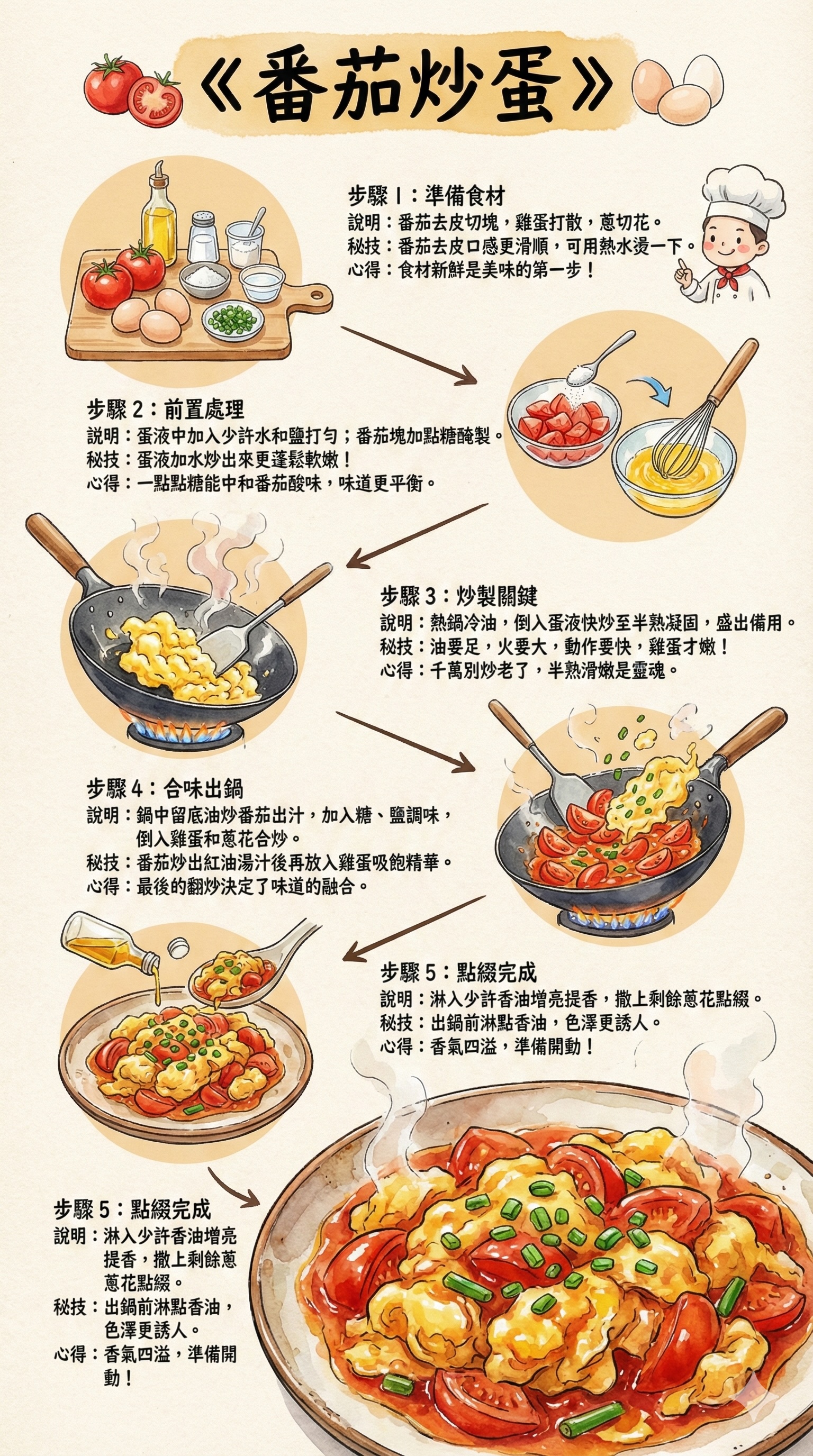 手繪風格番茄炒蛋教學食譜